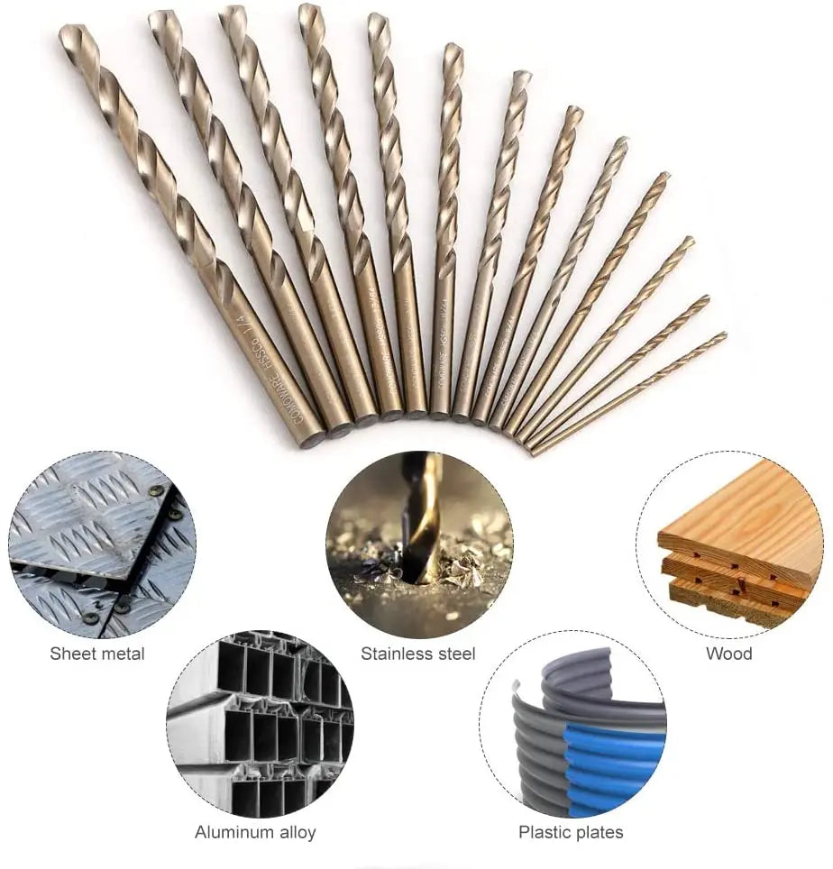 29-Piece Cobalt Drill Bit Set for Metal & Wood