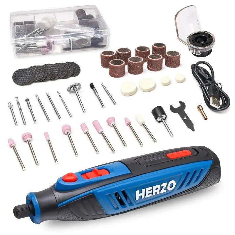 HERZO Cordless Mini Rotary Tool Set for Engraving & Grinding